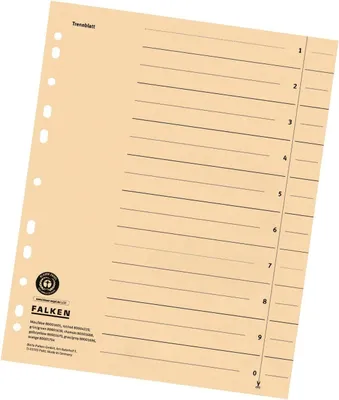 Produktbild von Original Falken 50er Pack Trennblätter. Germany. Aus Recycling-Karton für DIN A4 chamois Trennlaschen Trenner Ordner Register Kalender Blauer Engel