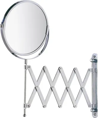 Produktbild von Exklusiver Teleskop-Kosmetikspiegel zur Wandmontage – verstellbar, -100 % und 300 %, Chrom