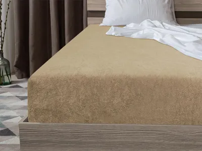 Zdjęcie produktu dla Frotowe prześcieradło beżowe 90 x 200 cm