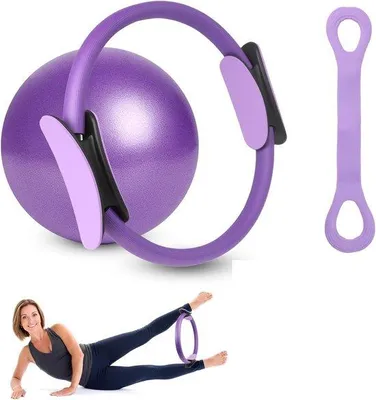 Productafbeelding van Pilates-ringenset 35 cm - met dubbele handgrepen - 5 weerstandsbanden - voor lichaamsversteviging - m-winkel