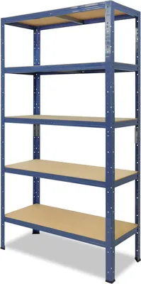 Productafbeelding van Metalen Stellingkast - Opslagrek Werkplaats - Garage Opruimen - Schroefloze Montage - 180x70x45 cm - Blauw