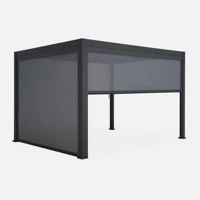 Immagine prodotto di Pergola bioclimatica 3x4m in alluminio + tenda da 3m + tenda da 4m, Antracite