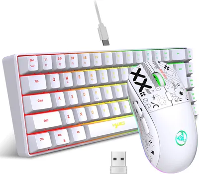 Produktbild von HXSJ Tastatur und Maus Set K68 RGB Streamer Mini-Gaming-Tastatur, 2,4G kabellose mechanische RGB-Gaming-Maus 3600DPI, 11 RGB-Beleuchtungsmodi