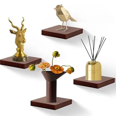 Produktbild von Set mit 4 Wandregalen aus massivem Holz, 15,2 cm breit