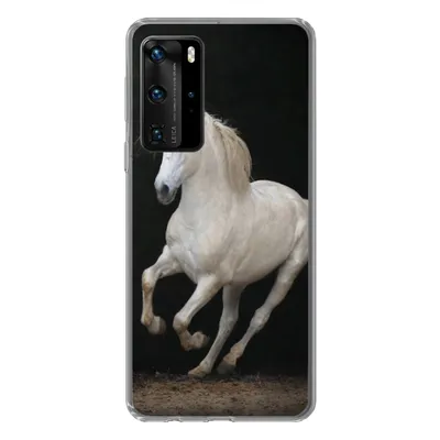 Produktbild von MuchoWow® Handyhülle Schutzhülle Hülle für Huawei P40 Pro Pferde - Schwarz - Porträt Silikon Softcase Handy Hülle - Schutz