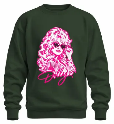 Obrázok produktu pre Dolly Parton, country speváčka, mikina s kapucňou v retro westernovom štýle, zelená, veľkosť S