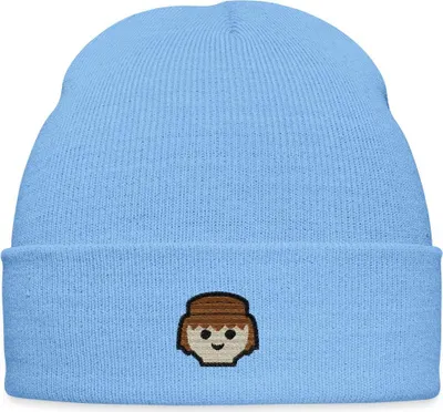 Produktbild von Spreadshirt PLAYMOBIL Figur Porträt Stick Bestickte Wintermütze, One size, Himmelblau