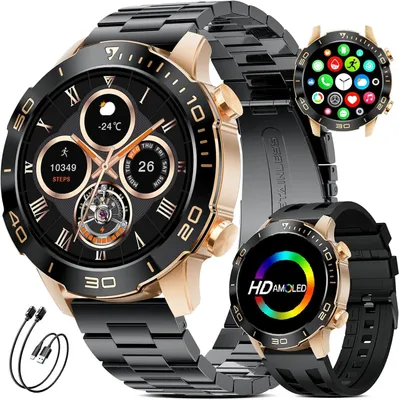 Produktbild von Smartwatch Herren Militär mit 1000 mAh, 100+ Sportmodi, Herzfrequenz, Schlafmonitor, SpO2 LED Taschenlampe, Telefonfunktion