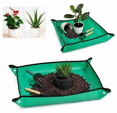 Productafbeelding van 2 plantenbloempottenmat, opvouwbare plantenmat, 100 x 100 cm en 66 x 66 cm