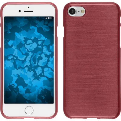 Produktbild von PhoneNatic Case kompatibel mit Apple iPhone 8 - rosa Silikon Hülle brushed + 2 Schutzfolien