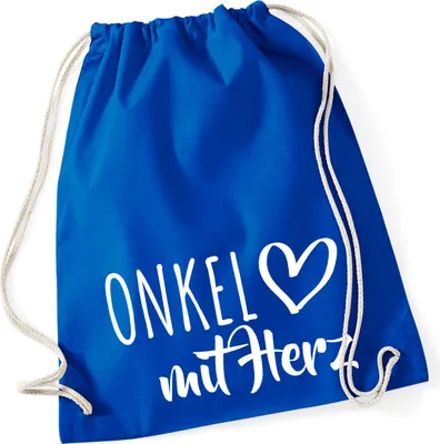 Produktbild von Huuraa Turnbeutel Onkel mit Herz 12 Liter Bright Royal Baumwolle Rucksack Geschenkidee