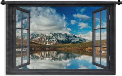 Produktbild von MuchoWow® Wandteppich Wandbehang Aussicht - Berge - Wasser 60x40 cm Tapisserie Dekoration Wandtuch - Wanddekorationen