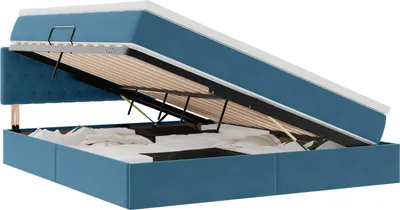 Produktbild von vidaXL LED-Speicherbett mit Matratze Dunkelblau 160 x 200 cm Samt