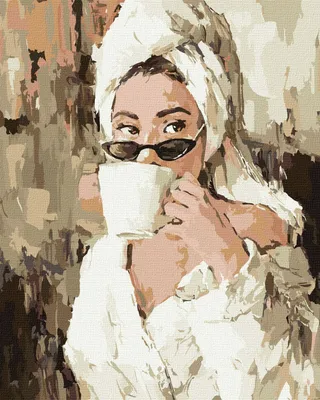 Produktbild von IDEYKA Malen nach Zahlen Kaffee am Morgen 40x50 Menschen auf dem Bild mit Holzrahmen
