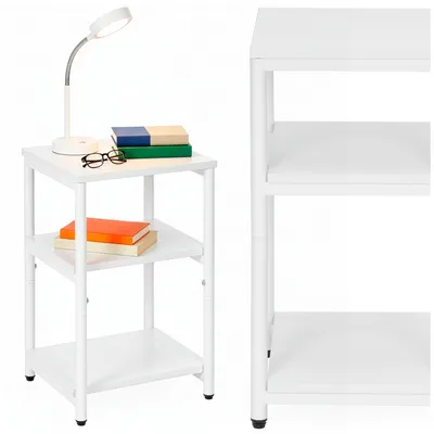 Productafbeelding van Nachtkastje - Bijzettafel - Slaapkamer - 35x31x59 cm - Wit - 30 Kg