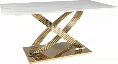 Image de Table de salle à manger Heraclea, modèle de cuisine en céramique, finitions au choix : blanc, marbre, doré