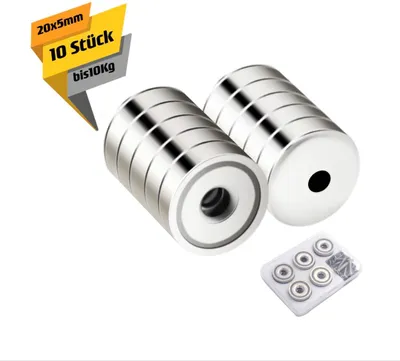 Produktbild von COOL-i ® Magnete mit Loch Bohrung, 10St 10 KG/22 Pounds Magnete 20 X 5.8mm