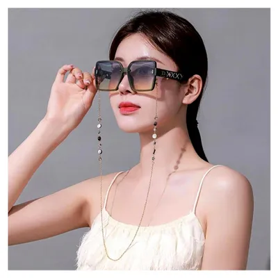 Produktbild von Damen Sonnenbrillen Kette, Moderne Brillenkette, Maskenkette, Brillenband, Kette für Sonnenbrille und Lesebrille in Gold