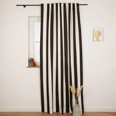 Produktbild von SCHÖNER LEBEN. Vorhang Streifen Schwarz Ecru 245x130cm Smokband
