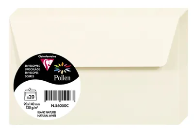 Zdjęcie produktu dla Clairefontaine 56050C, Biały, 120 g/m², 140 mm, 90 mm, 20 szt.