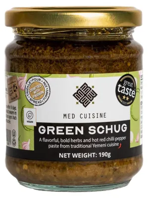 Image de MED CUISINE Pâtes Schug vertes 190g – Pâtes Schug vertes épicées pour plats méditerranéens