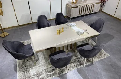 Produktbild von Luxus Esszimmer Set Esstisch + 6x Stühle Designer Set Essgruppe Garnitur