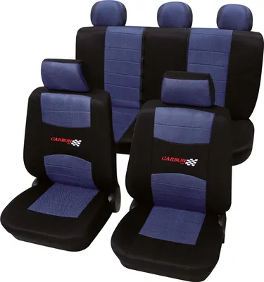Produktbild von Auto Sitzbezüge Universal Komplett Set 11-teilig - Carbon blau, Eco Class mit SAB 1 Vario | Autositzbezüge / Schonbezüge von PETEX