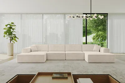 Produktbild von ALTDECOR Ecksofa in U-Form IREA-U2-v3 386x165x77 cm Beige Corner Sofa Bett Eckcouch Couch L-Form Wohnlandschaft Cauchsofa