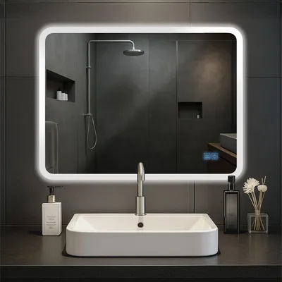 Produktbild von CLP Badspiegel Jericho Bluetooth-Lautsprecher Anti-Beschlag LED-Beleuchtung dimmbar Größe 60x80 cm