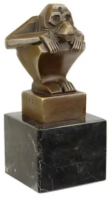 Obrázok produktu pre Casa Padrino luxusná bronzová socha v štýle art deco s mramorovým podstavcom bronzová farba / čierna 6,2 x 5,6 x v. 12,6 cm - Bronzová figúra - Dekoratívna figúra - Dekoratívne doplnky