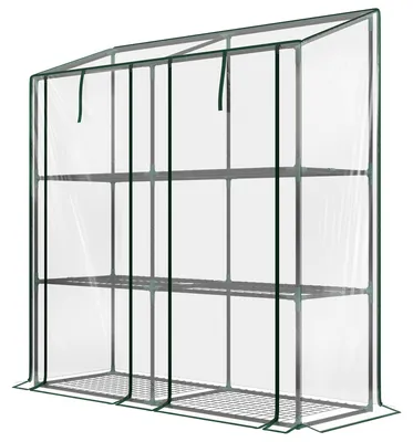 Productafbeelding van Mini-broeikas met 3 niveaus en 6 planken | Kleur: Transparant | Afmetingen: 46x143x141/151 cm