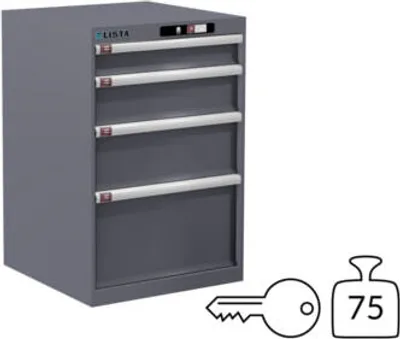 Produktbild von Lista Schubladenschrank - 79.380.080 - 850x564x572 mm (HxBxT) - 4 Schubladen - 75 kg - Key Lock - Taubengrau (NCS S 4502-B)