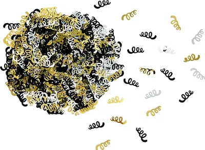 Produktbild von Oblique Unique Spiralen Konfetti Luftschlangen Streu Deko für Silvester Geburtstag Tisch Deko Streudeko - gold silber schwarz