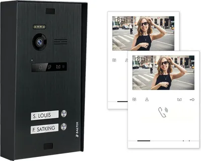 Produktbild von BALTER EVO Aufputz Schwarz 2-Draht BUS 4.3" Quick Monitor Türsprechanlage Set für 2 Familienhaus
