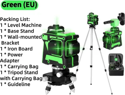 Zdjęcie produktu dla Laser liniowy 4D – 16 linii typu F – linie pionowe i poziome – samopoziomujący 3° – zielony laser – akumulator litowo-jonowy – czerwony