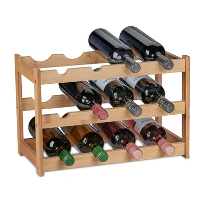 Weinregal für 12 Flaschen, Bambus, 30x45x23,5 cm, Natur