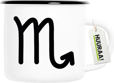 Produktbild von Huuraa Emaille Tasse Skorpion Sternzeichen Zeichen 300ml Vintage Campingbecher Geschenkidee