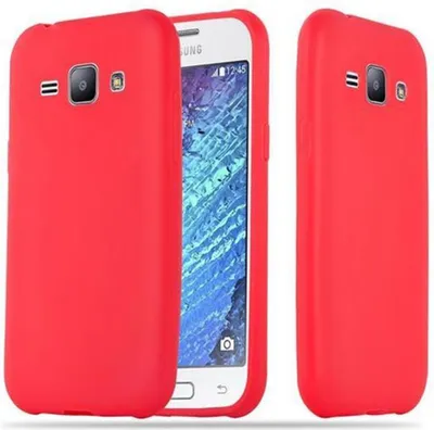Produktbild von Cadorabo Hülle für Samsung Galaxy J1 2015 Schutzhülle in Rot Handyhülle TPU Silikon Etui Case Cover