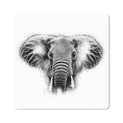 Produktbild von MuchoWow® Mauspad Mousepad Elefant - Tiere - Schwarz - Weiß 30x30 cm - Mousepads - Maus Mat - Pad - Mausunterlage - Gaming
