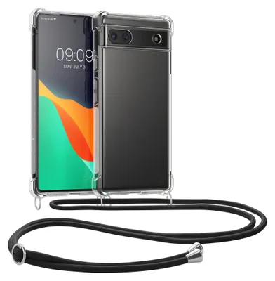 Produktbild von kwmobile Necklace Case kompatibel mit Google Pixel 6a Hülle - Silikon Cover mit Handykette - Band Handyhülle Transparent