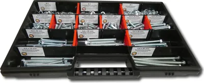 Produktbild von 700 tlg Sechskantschrauben Sortiment mit Muttern Unterlegscheiben Federringen M5 // 12mm-80mm Schrauben Set