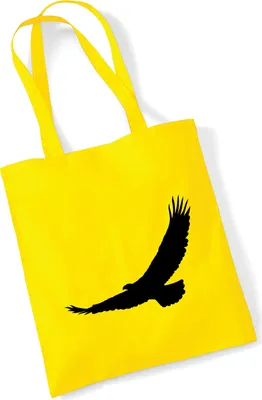 Produktbild von Huuraa Jutebeutel Eagle Silhouette Adler 10 Liter Yellow Baumwolle Tasche Geschenkidee