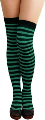 Produktbild von Oblique Unique Ringel Strumpfhose Overknee geringelt gestreift - schwarz grün