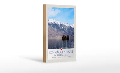 Produktbild von Holzschild Reise 12x18 cm Schnäggeninseli Schweiz in Brienzersee