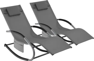 Image de Chaise longue TAYA ergonomique avec fonction de balancement - gris, Lot de 2