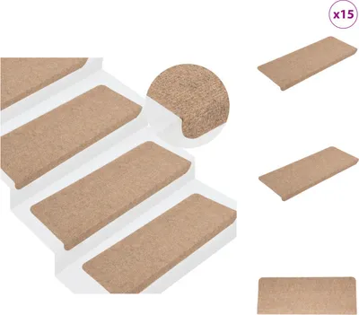 Immagine prodotto di vidaXL Tappetini autoadesivi 15 pezzi 65x24,5x3,5 cm Beige - Tappetini per gradini