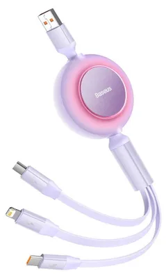 Obrázek produktu pro Baseus CAMJ010105, USB A, USB C/Micro-USB B/Lightning, USB 2.0, 0,48 Gbit/s, Fialová
