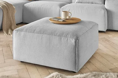 Produktbild von KAWOLA Hocker RANI Polsterhocker Cord hellgrau