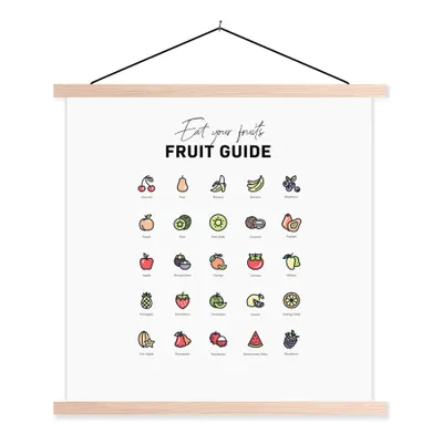 Produktbild von MuchoWow® Textilposter Küche - Obst - Lebensmittel 40x40 cm mit holzfarbenen Rahmen - Posterleiste