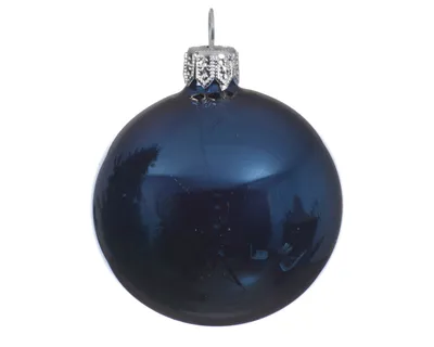 Produktbild von Weihnachtskugeln Glas 6cm mundgeblasen 6er Box - Nachtblau glänzend